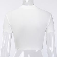 Load image into Gallery viewer, Slim Fit Zipper Crop Top Mid Collar
