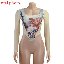 Load image into Gallery viewer, Potrait Painting Fashion Aesthetic Print Crop Top
